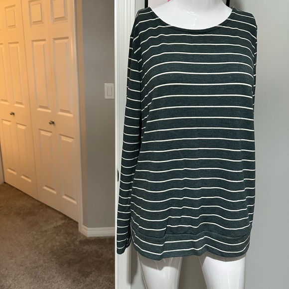 Staccato Dark Green Striped Long Sleeve Top - Picture 2 of 6
